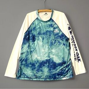 Mossy Oak Fishing Blue Water Print Activewear Long Sleeve Mens XL Lightweight